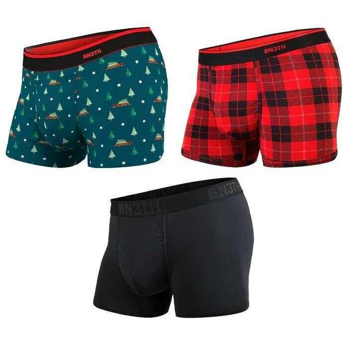 Mens BN3TH Home For The Holidays Classic 3 Pack Trunk Green/Red