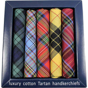 David Van Hagen Luxury Cotton Taratan 5 Pack Handkerchiefs - Multi-colour