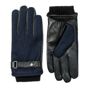 Dents Amesbury Touchscreen Flannel and Leather Gloves - Navy/Black