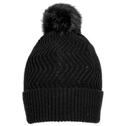 Dents Chevron Pom Pom Knit Bobble Hat - Black