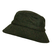 Dents Coniston Abraham Moon Plain Tweed Bucket Hat - Olive Green