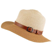 Dents Fedora Two Tone Buckle Straw Hat - Ivory/Natural