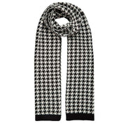 Dents Jacquard Dogtooth Pattern Knitted Scarf - Black/Winter White