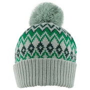 Dents Jacquard Fair Isle Knitted Bobble Hat - Emerald Green