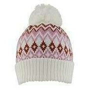 Dents Jacquard Fair Isle Knitted Bobble Hat - Raspberry Red