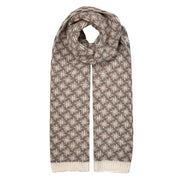 Dents Jacquard Hash Symbol Pattern Reversible Knitted Scarf - Camel/Winter White