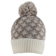 Dents Jacquard Knitted Hash Symbol Pattern Bobble Hat - Camel Brown/Winter White