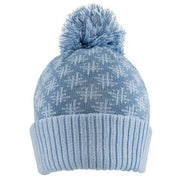 Dents Jacquard Knitted Hash Symbol Pattern Bobble Hat - Lake/Cornflower Blue