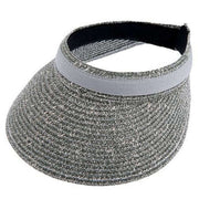 Dents Marl Straw Ribbon Band Sun Visor Hat - Light Grey Marl