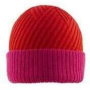 Dents Patchwork Cable Knit Beanie Hat - Pink/Berry