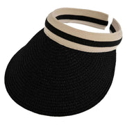 Dents Straw Ribbon Band Sun Visor Hat - Black