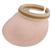 Dents Straw Ribbon Band Sun Visor Hat - Pink