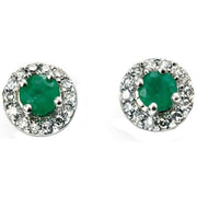 Elements Gold Emerald and Diamond Earrings - Green/Silver