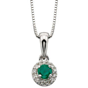 Elements Gold Emerald and Diamond Pendant - Green/Silver
