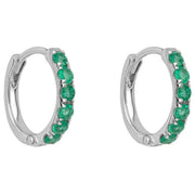 Elements Gold Emerald Hoop Earrings - Green/Silver