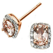 Elements Gold Morganite and Diamond Earrings - Rose Gold/Pink