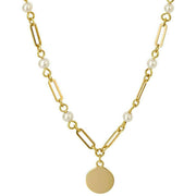 Elements Gold Pearl Station Necklace - Gold/White