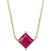 Elements Gold Princess Cut Created Ruby Necklace - Red/Gold