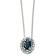 Elements Gold Sapphire and Diamond Cluster Pendant - Blue/Silver