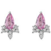 Elements Gold Sapphire and Diamond Teardrop Earrings - Pink/Silver