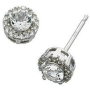 Elements Gold Topaz and Diamond Stud Earrings - Silver/White