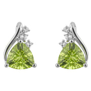 Elements Gold Trillion Peridot Earrings - Silver/Green