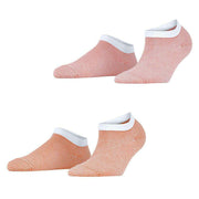 Esprit Allover Stripe 2 Pack Sneaker Socks - Orange/Pink