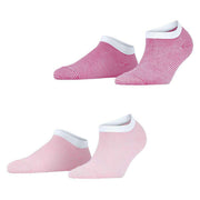 Esprit Allover Stripe 2 Pack Sneaker Socks - Pink