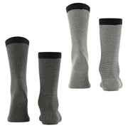 Esprit Allover Stripe 2 Pack Socks - Black/White/Grey