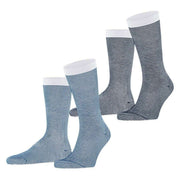 Esprit Allover Stripe 2 Pack Socks - Blue/Navy/White