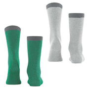 Esprit Allover Stripe 2 Pack Socks - Green/Grey/White