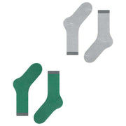 Esprit Allover Stripe 2 Pack Socks - Green/Grey/White
