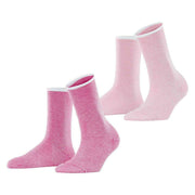 Esprit Allover Stripe 2 Pack Socks - Pink