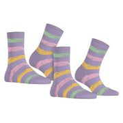 Esprit Brushed Stripes 2-Pack Socks - Lupine Purple