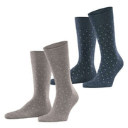 Esprit Fine Dot 2 Pack Socks - Grey/Navy