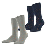 Esprit Fine Dot 2 Pack Socks - Navy/Grey