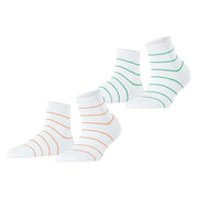 Esprit Fine Line 2 Pack Short Socks - White/Orange/Green