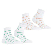 Esprit Fine Line 2 Pack Short Socks - White/Orange/Green