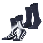 Esprit Fine Stripe 2 Pack Socks - Space Blue