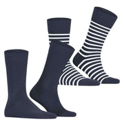 Esprit Fine Stripe 2 Pack Socks - Space Blue
