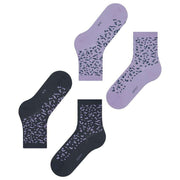 Esprit Fun Pattern 2 Pack Socks - Purple/Navy