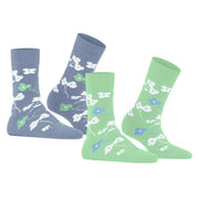 Esprit Spring Flowers 2 Pack Socks - Green/Blue