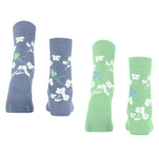 Esprit Spring Flowers 2 Pack Socks - Green/Blue