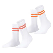 Esprit Tennis Stripe 2 Pack Socks - Wool White/Orange