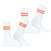 Esprit Tennis Stripe 2 Pack Socks - Wool White/Orange