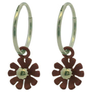 ti2-titanium-ten-petal-flower-charm-hoop-earrings---brown-34455969