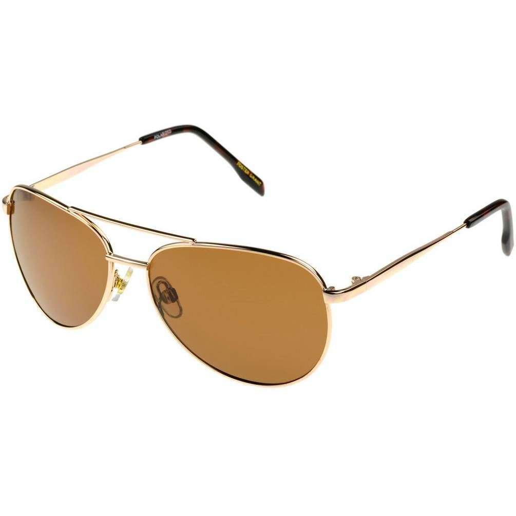 Mens Foster Grant Rose Gold/Brown Polarised Metal Pilot Sunglasses