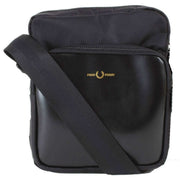 Fred Perry Twill Leather Side Bag - Black/Gold