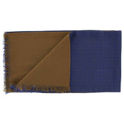 Michelsons of London Spot Silk and Wool Backed Scarf - Navy/Brown