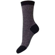 Pantherella Iona Feeder Stripe Cashmere Socks - Black